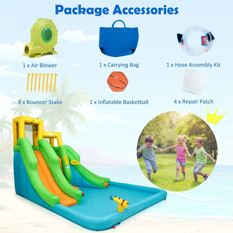 Kids Inflatable Water Park Bounce House with 480W Blower by DirectDeals