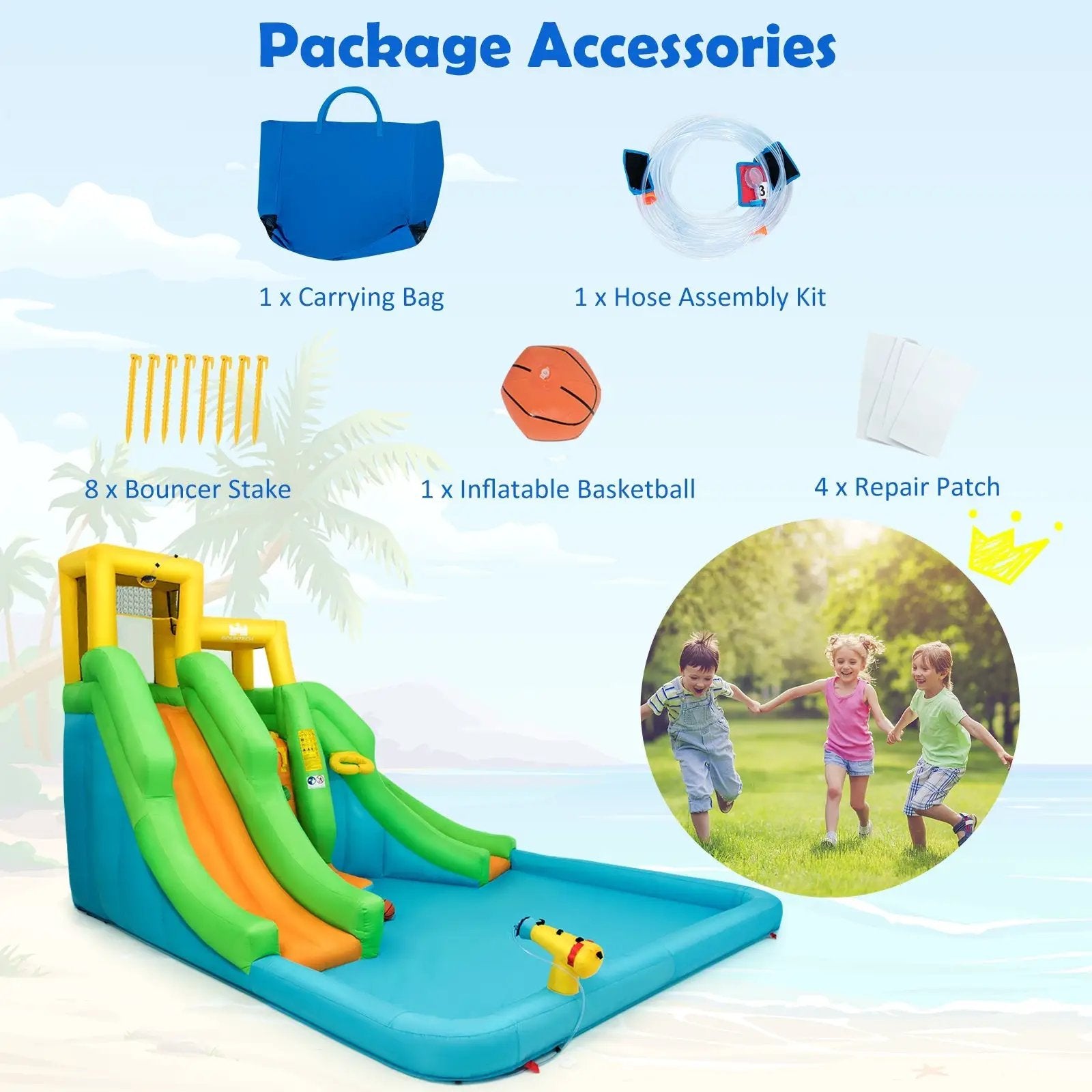 Kids Inflatable Water Park Bounce House with 480W Blower by DirectDeals