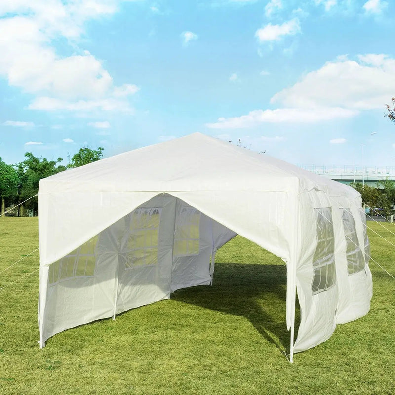 10 x 30 Feet Outdoor Canopy Tent with 6 Removable Sidewalls and 2 Doorways-White by DirectDeals