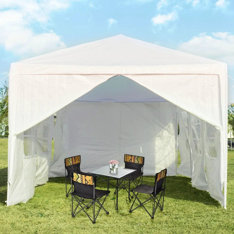 10 x 30 Feet Outdoor Canopy Tent with 6 Removable Sidewalls and 2 Doorways-White by DirectDeals