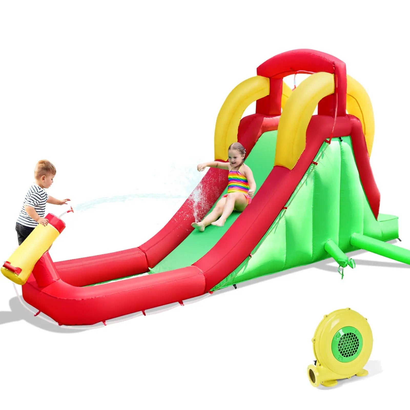 Inflatable Water Slide Bounce House with Climbing Wall Jumper and 480W Blower by DirectDeals