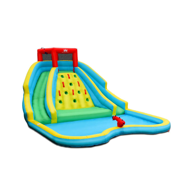 Double Side Inflatable Water Slide Park with Climbing Wall for Outdoor Without Blower by DirectDeals