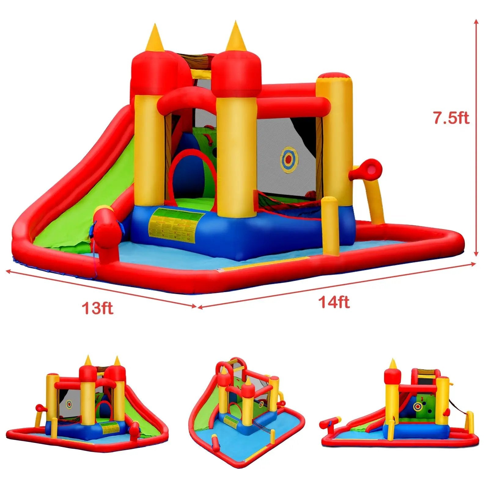 Inflatable Blow Up Water Slide Bounce House with 740 W Blower by DirectDeals