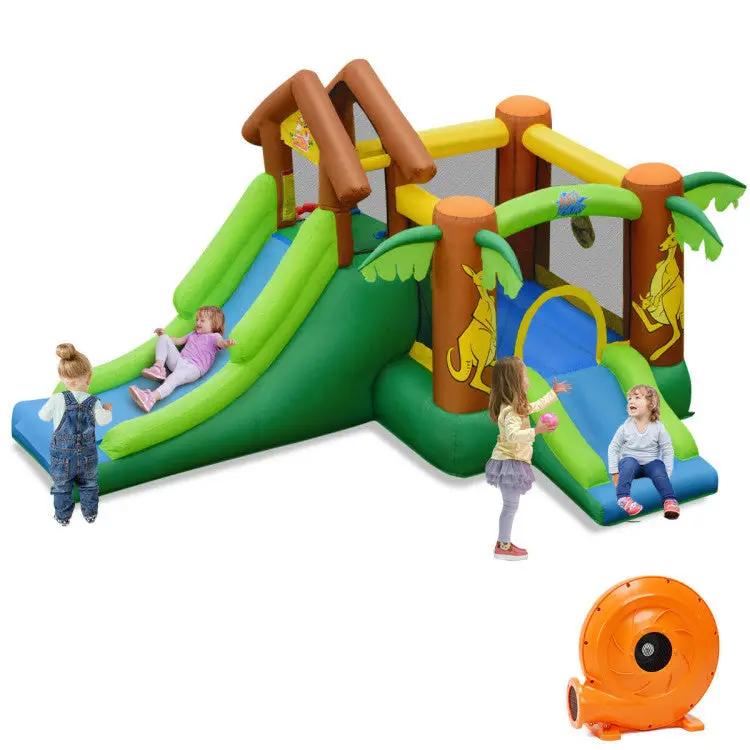 Kids Inflatable Jungle Bounce House Castle with 735W Blower by DirectDeals