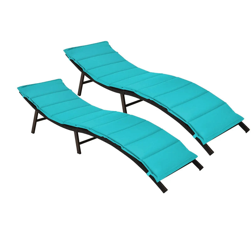 2Pcs Folding Patio Lounger Chair by DirectDeals