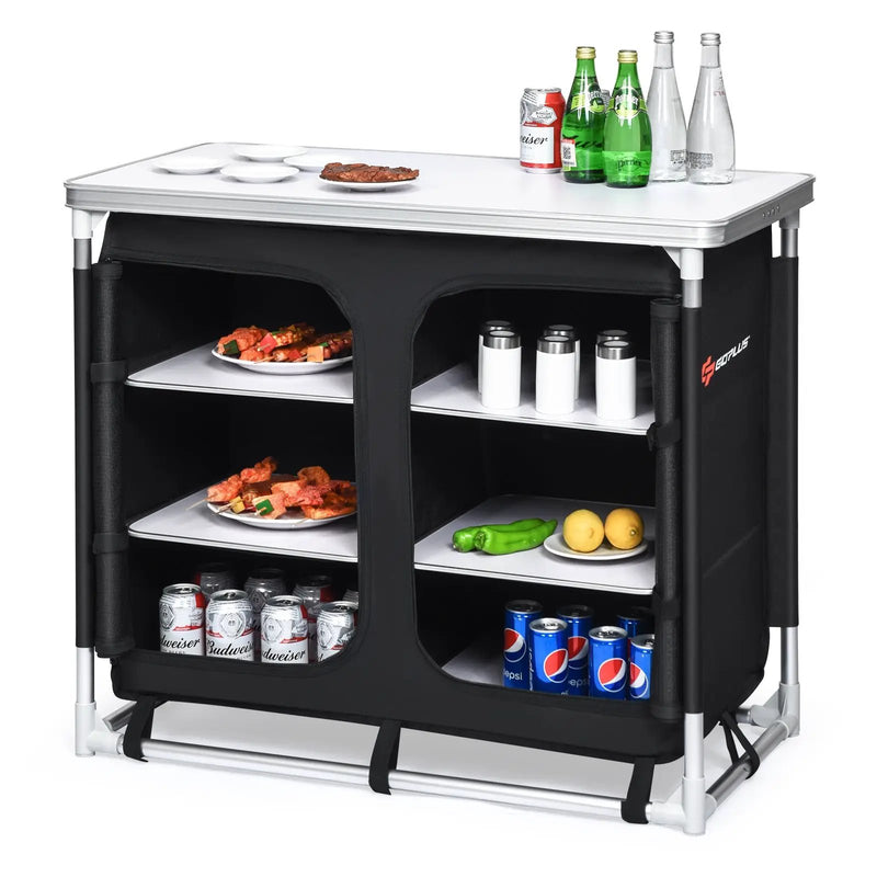 Outdoor Camping Cooking Table with Storage Organizer by DirectDeals
