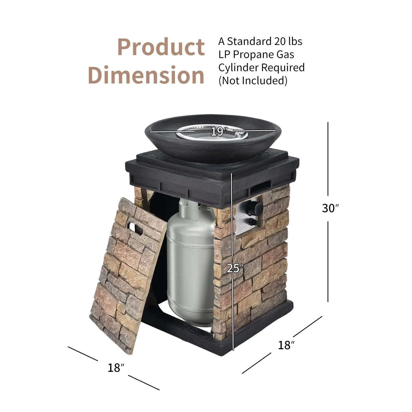 40000BTU Outdoor Propane Burning Fire Bowl Column Realistic Look Firepit Heater by DirectDeals