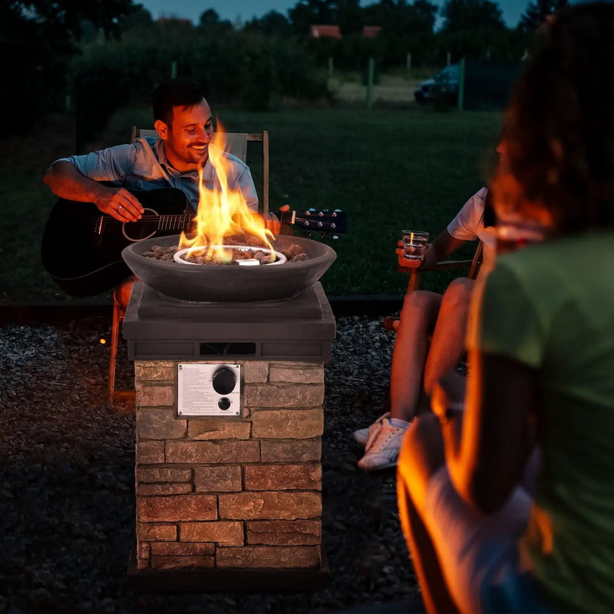 40000BTU Outdoor Propane Burning Fire Bowl Column Realistic Look Firepit Heater, photo 11 of 16