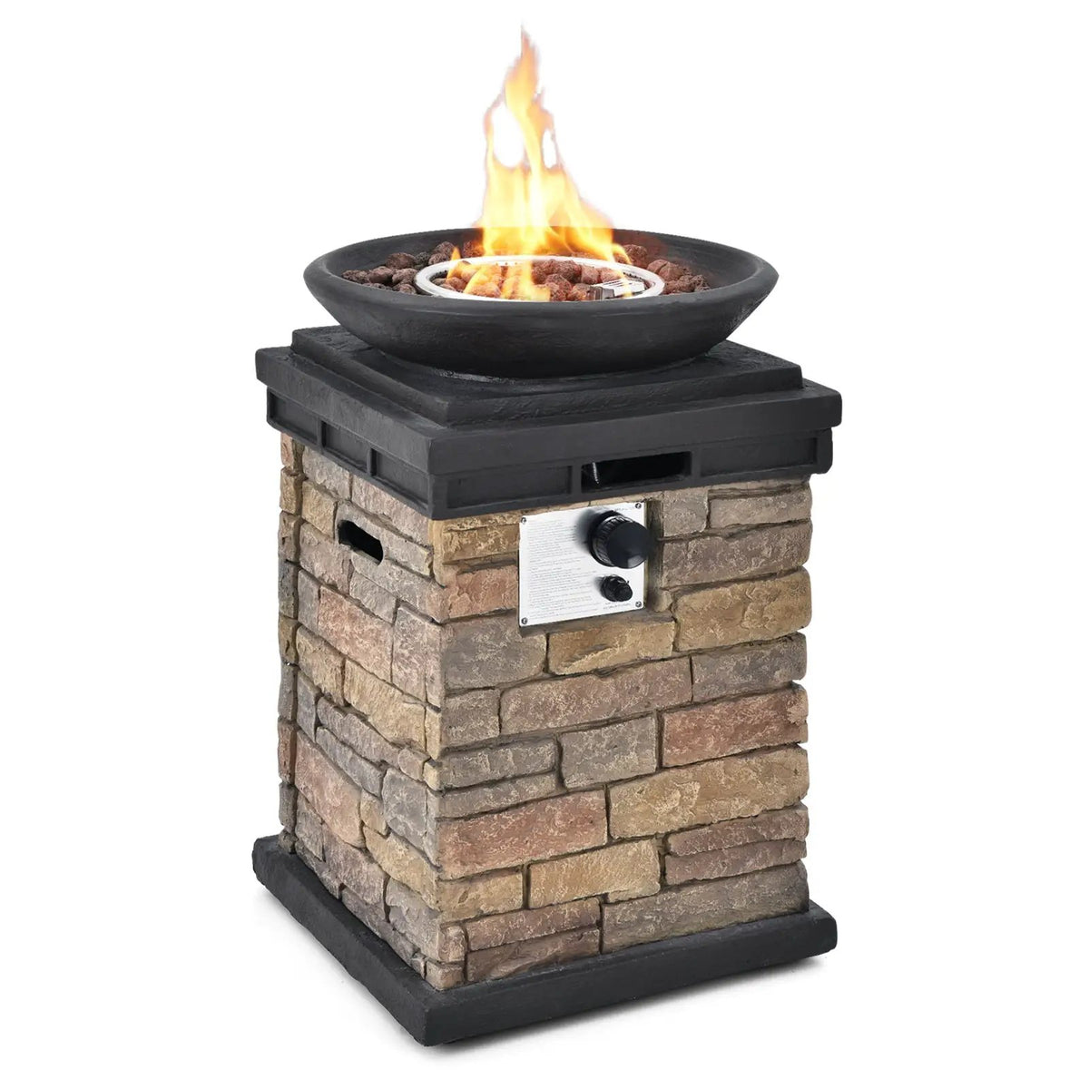 40000BTU Outdoor Propane Burning Fire Bowl Column Realistic Look Firepit Heater, photo 7 of 16