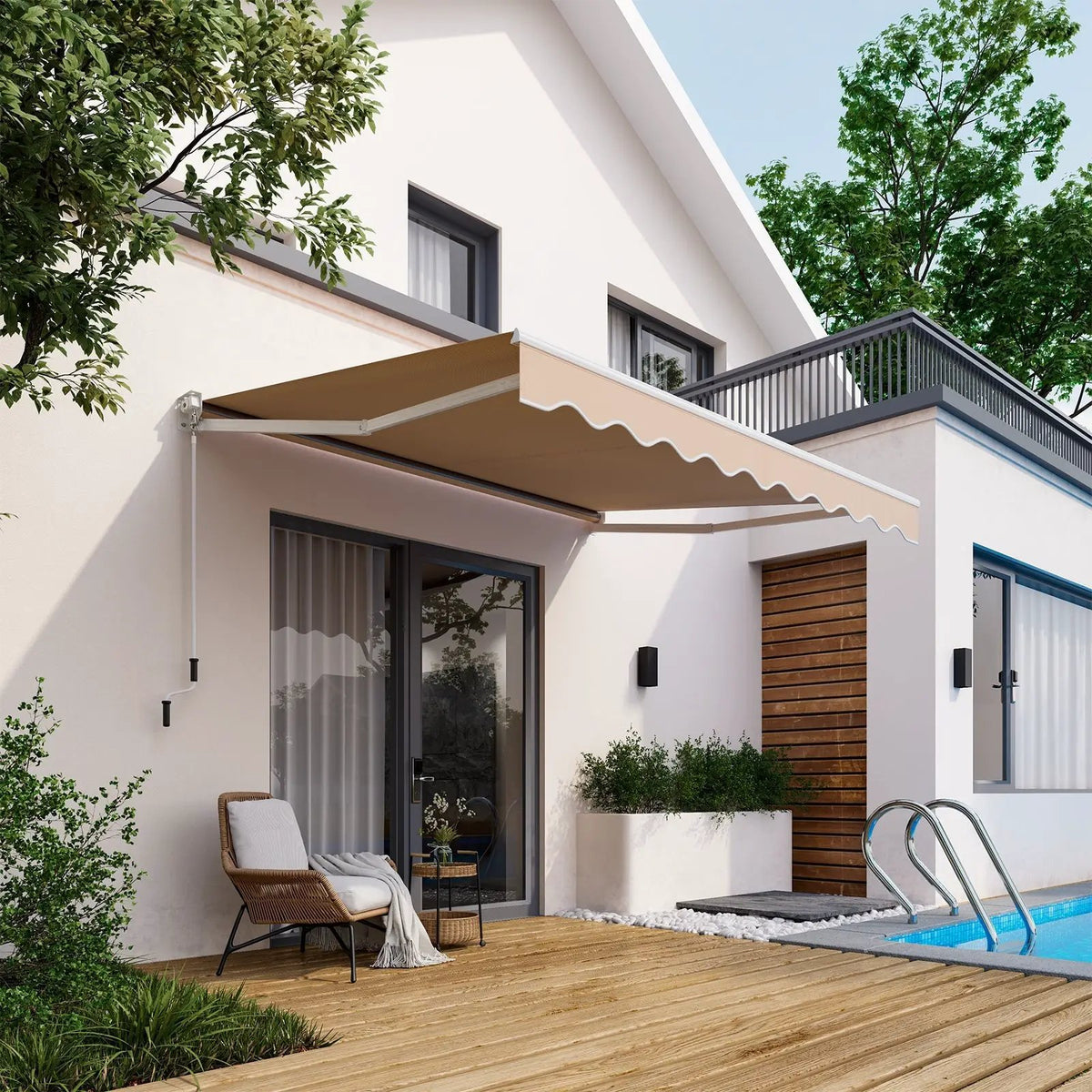 8 x 6.6 Feet Patio Retractable Awning with Manual Crank Handle, photo 3 of 16