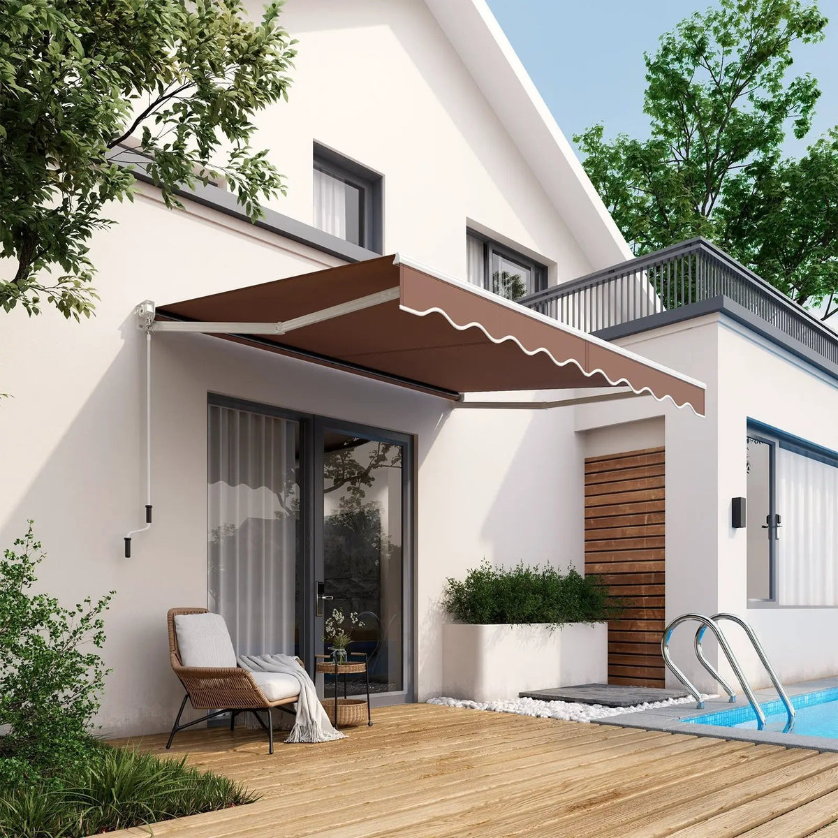 8 x 6.6 Feet Patio Retractable Awning with Manual Crank Handle, photo 4 of 16