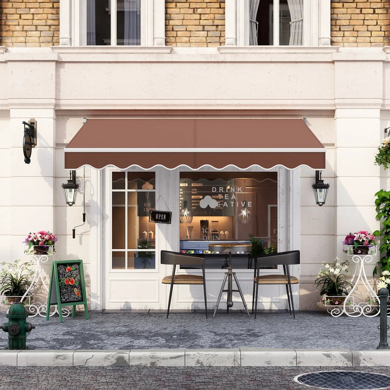 8 x 6.6 Feet Patio Retractable Awning with Manual Crank Handle by DirectDeals