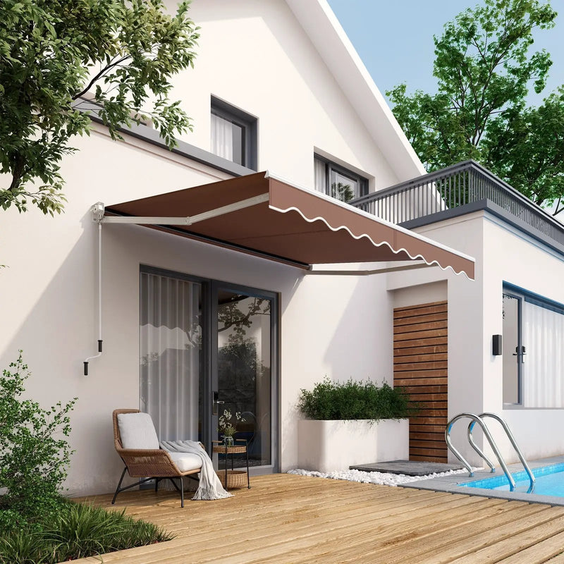 10 x 8.2 Feet Retractable Awning with Easy Opening Manual Crank Handle by DirectDeals