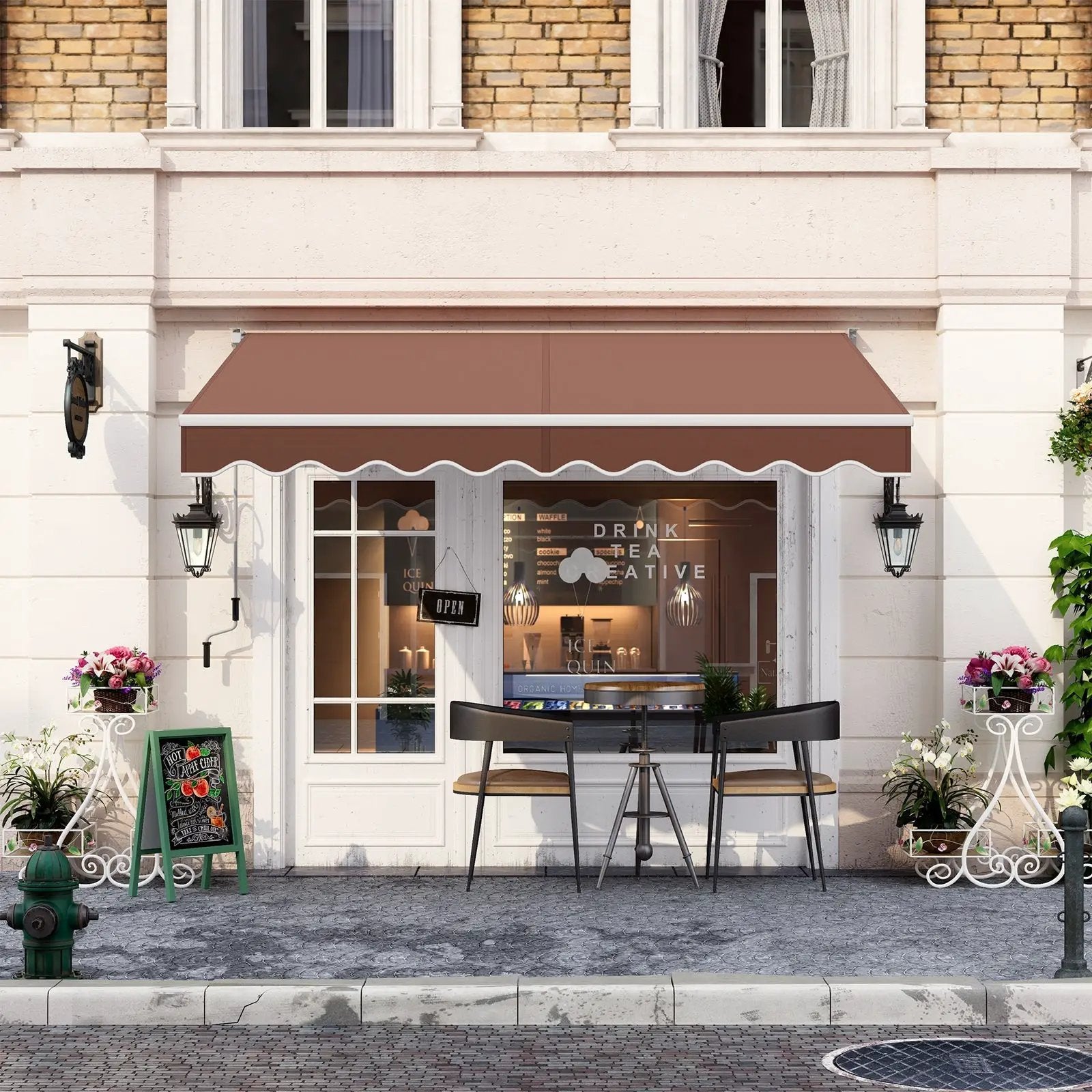 10 x 8.2 Feet Retractable Awning with Easy Opening Manual Crank Handle by DirectDeals