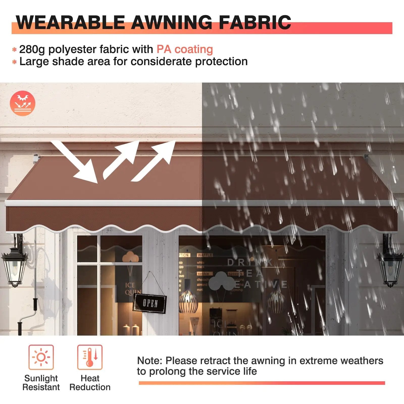 10 x 8.2 Feet Retractable Awning with Easy Opening Manual Crank Handle by DirectDeals