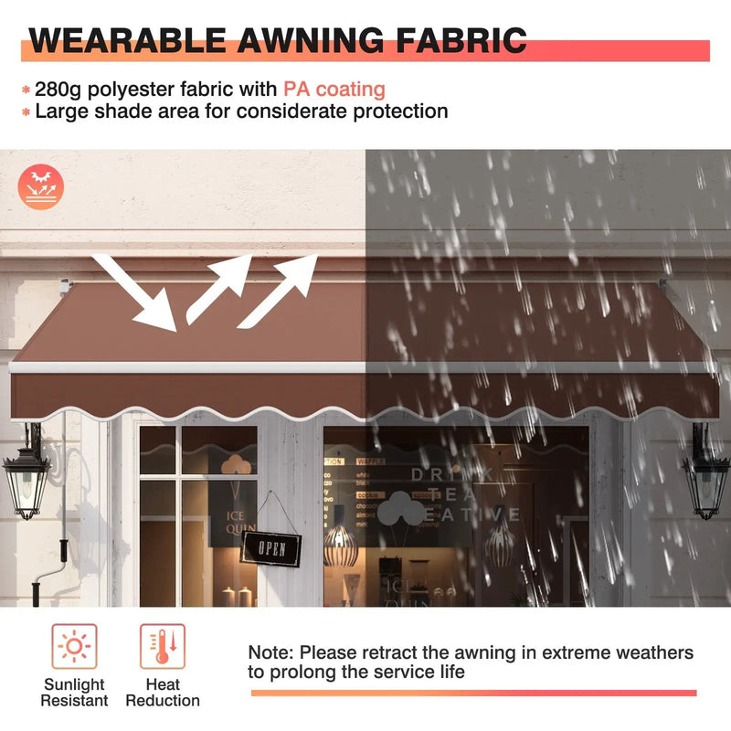 10 x 8.2 Feet Retractable Awning with Easy Opening Manual Crank Handle by DirectDeals