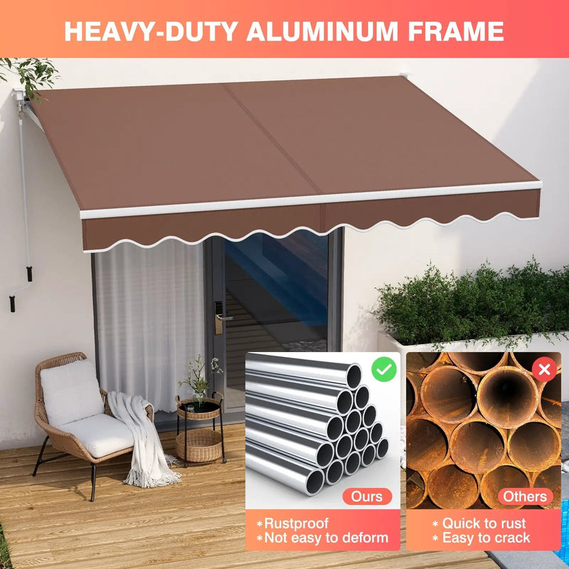 10 x 8.2 Feet Retractable Awning with Easy Opening Manual Crank Handle by DirectDeals