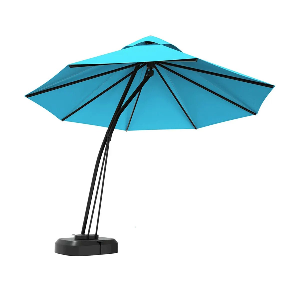 11 Feet Outdoor Cantilever Hanging Umbrella with Base and Wheels by DirectDeals