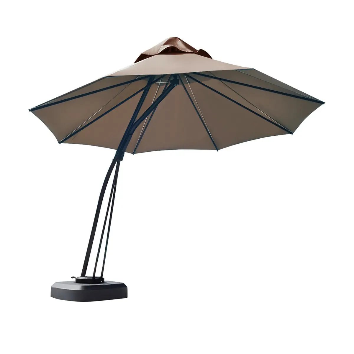11 Feet Outdoor Cantilever Hanging Umbrella with Base and Wheels by DirectDeals