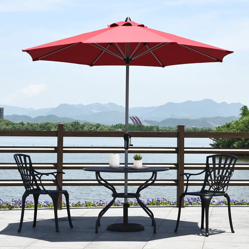 9 Feet Patio Outdoor Market Umbrella with Aluminum Pole without Weight Base by DirectDeals