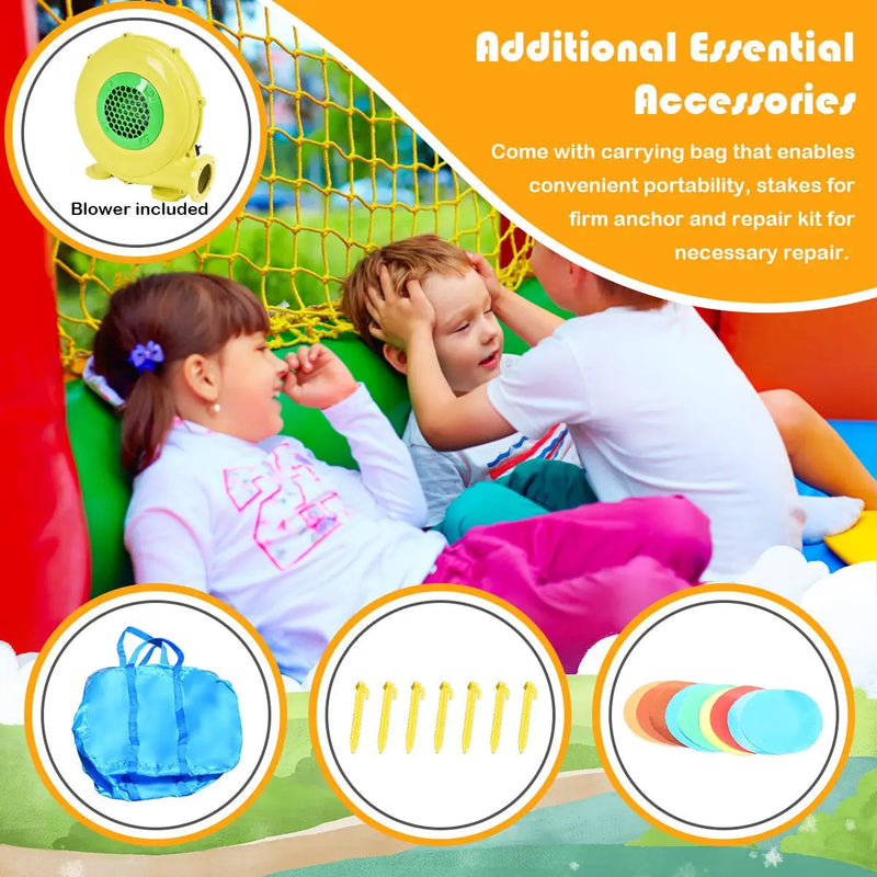 Outdoor Indoor Inflatable Kids Bounce House with 480W Air Blower by DirectDeals