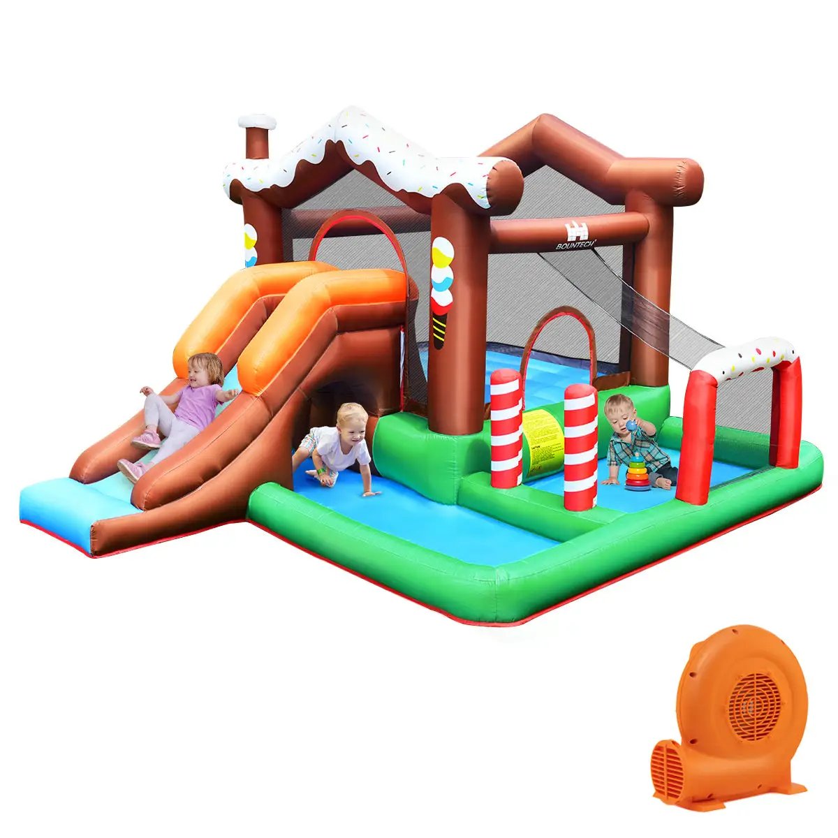 Kids Inflatable Bounce House Jumping Castle Slide Climber Bouncer with 550W Blower by DirectDeals