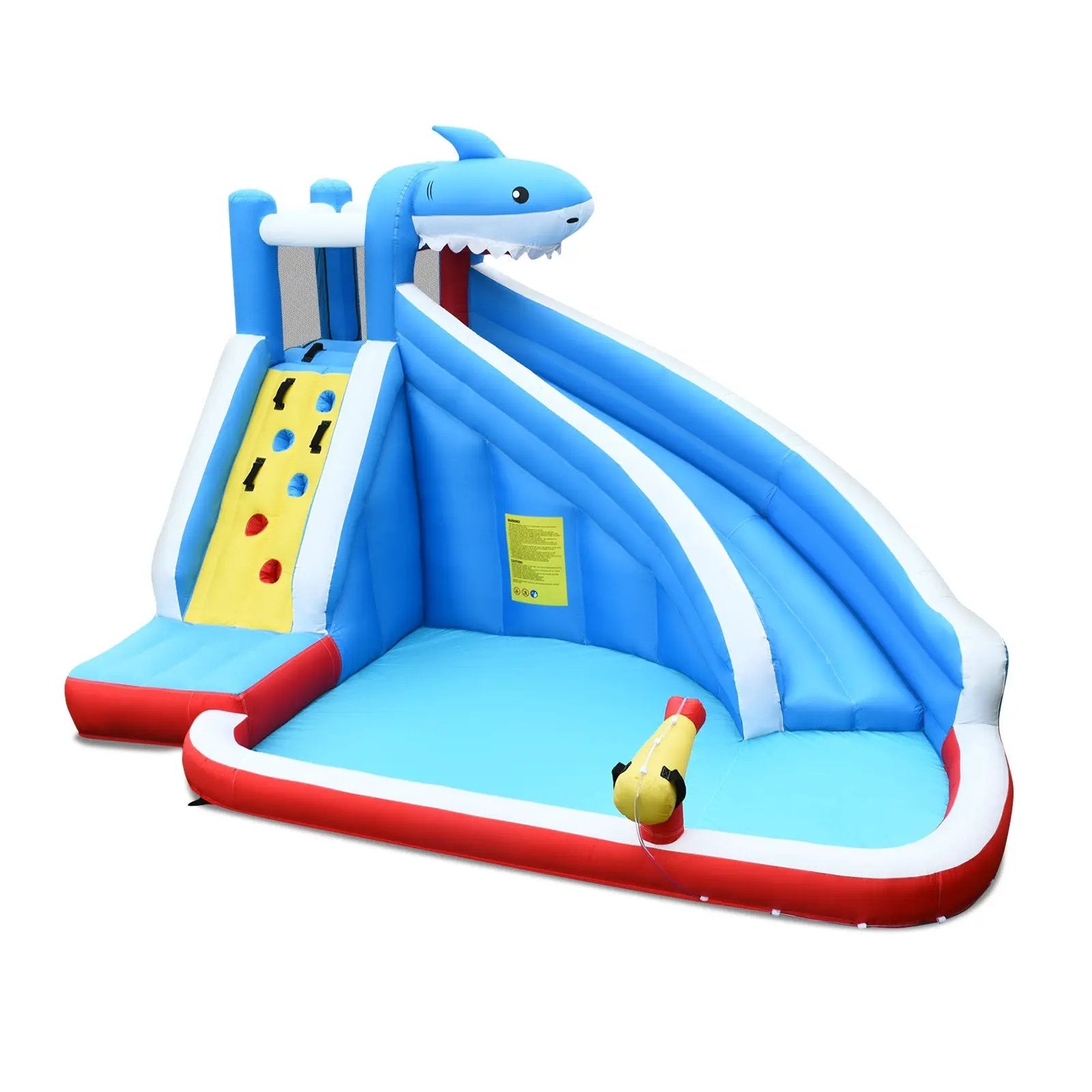 Inflatable Shark Bounce House with Water Slide and Climbing Wall without Blower by DirectDeals