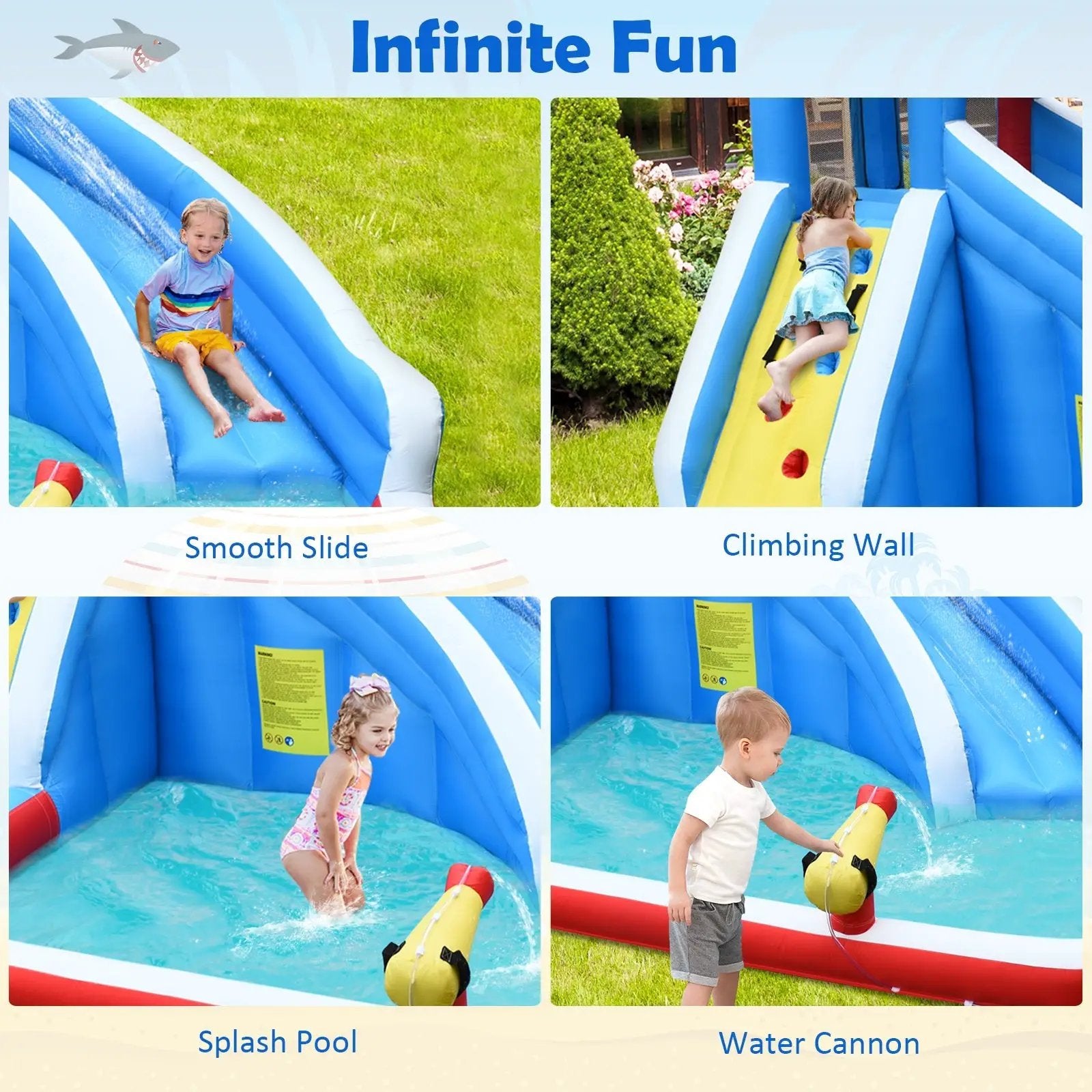 4-in-1 Inflatable Water Slide Park with Long Slide and 735W Blower by DirectDeals
