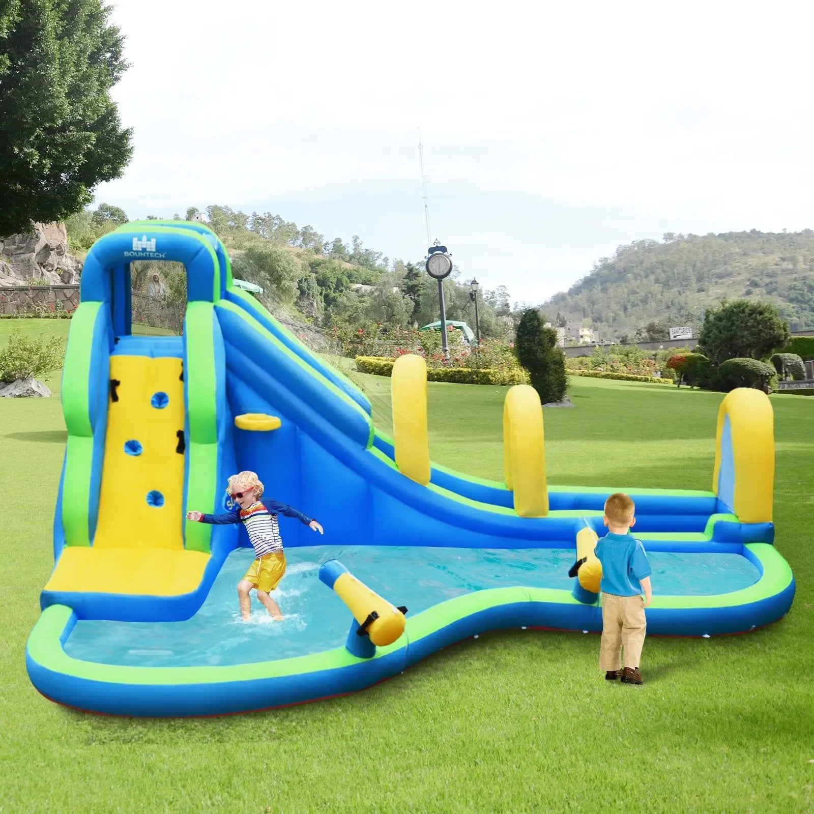 Inflatable Water Slide Kids Bounce House with Water Cannons and Hose Without Blower by DirectDeals