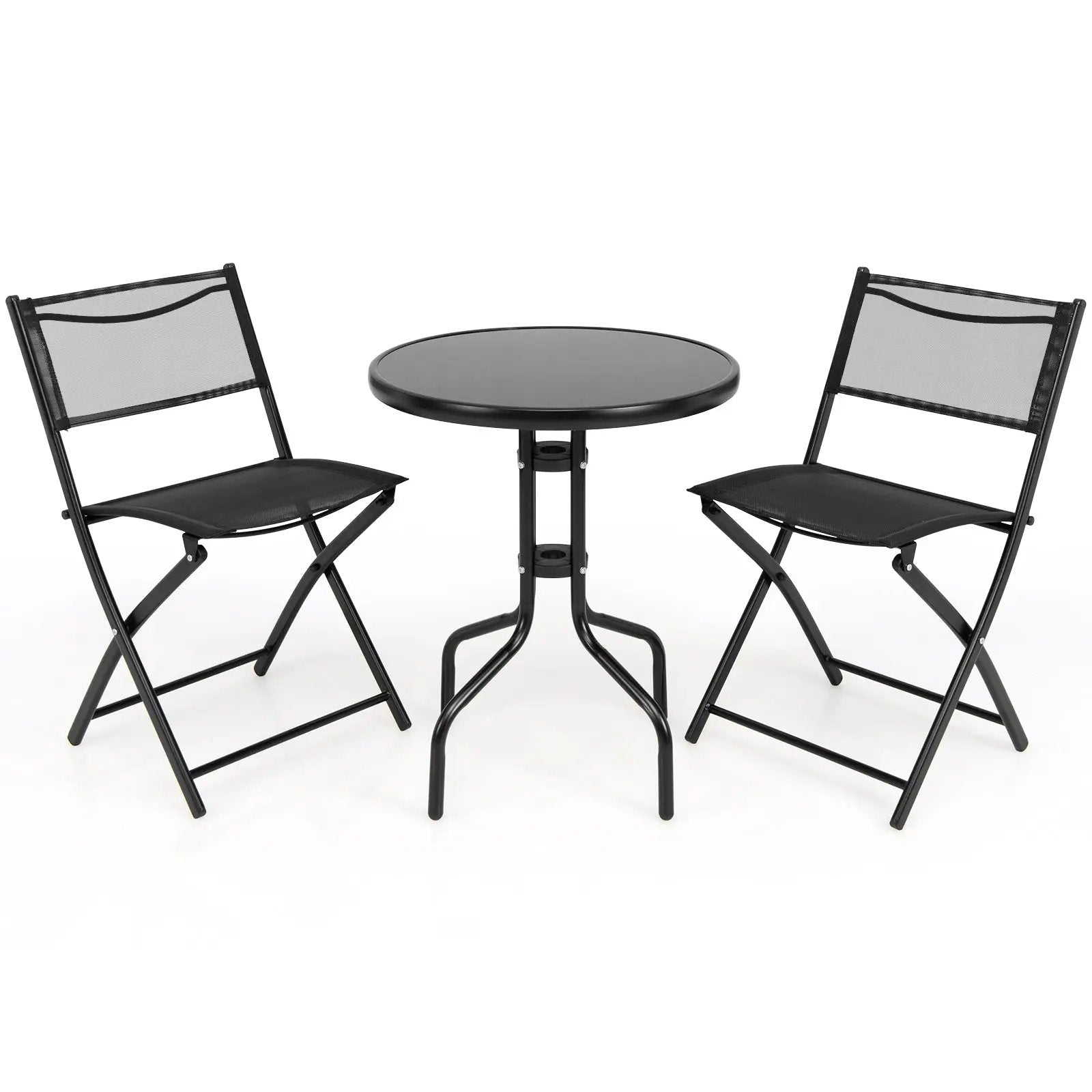 3 Pieces Folding Bistro Table Chairs Set for Indoor and Outdoor by DirectDeals
