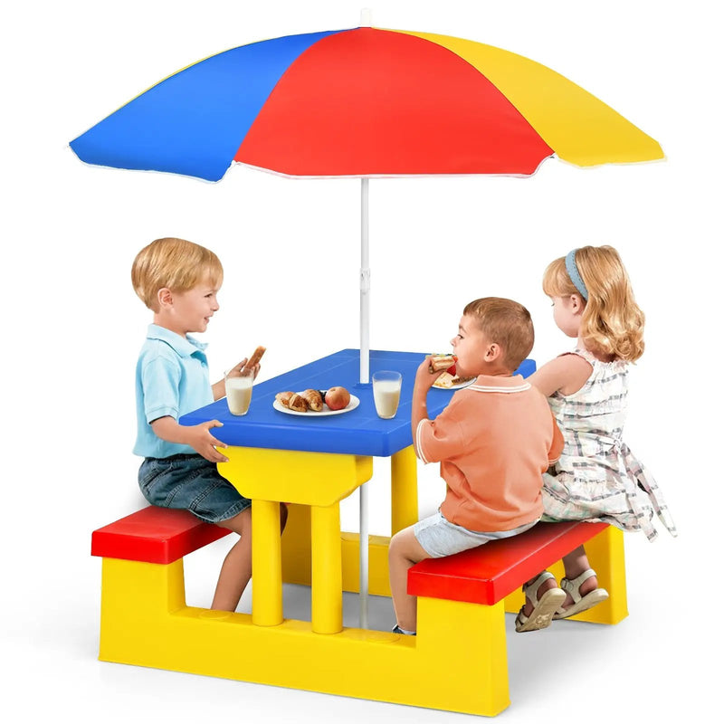 Kids Picnic Folding Table and Bench with Umbrella by DirectDeals