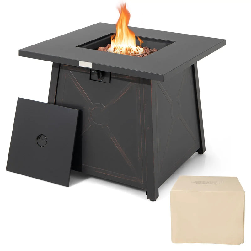 30 Inch Square Propane Gas Fire Table with Waterproof Cover by DirectDeals