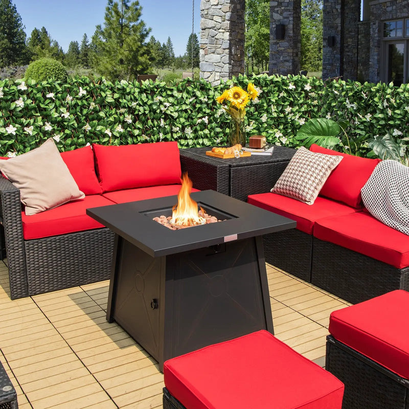 30 Inch Square Propane Gas Fire Table with Waterproof Cover by DirectDeals