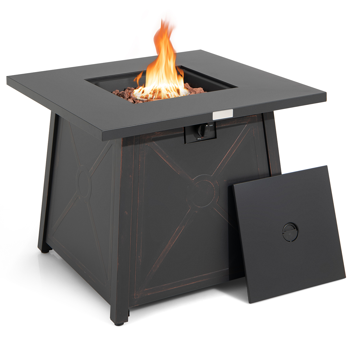 30 Inch Square Propane Gas Fire Table with Waterproof Cover by DirectDeals