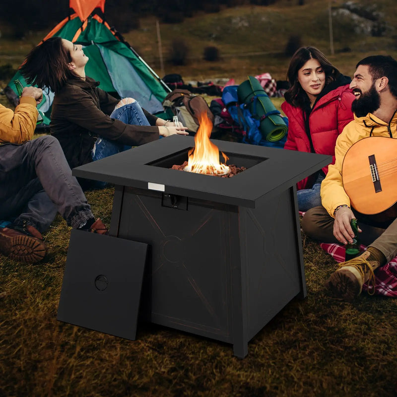 30 Inch Square Propane Gas Fire Table with Waterproof Cover by DirectDeals