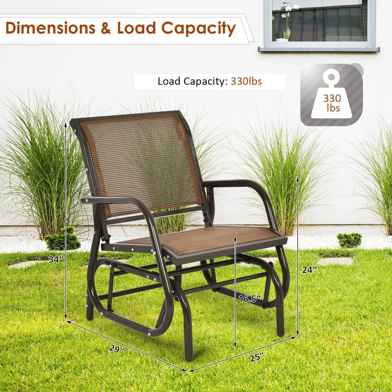 Outdoor Single Swing Glider Rocking Chair with Armrest by DirectDeals