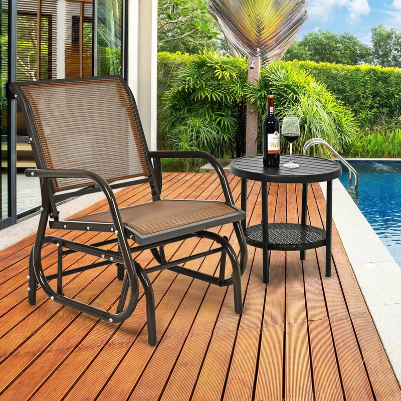 Outdoor Single Swing Glider Rocking Chair with Armrest by DirectDeals
