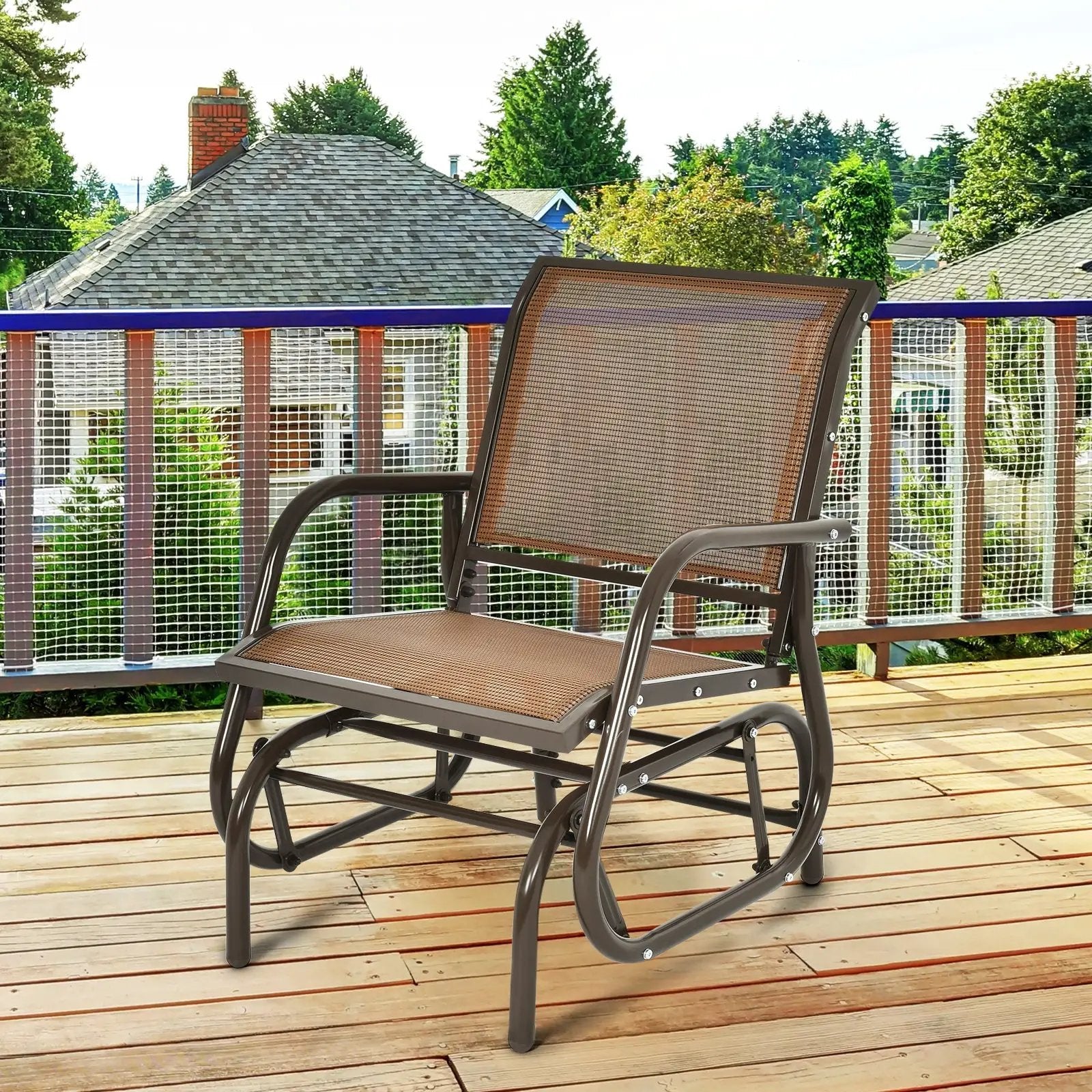 Outdoor Single Swing Glider Rocking Chair with Armrest by DirectDeals