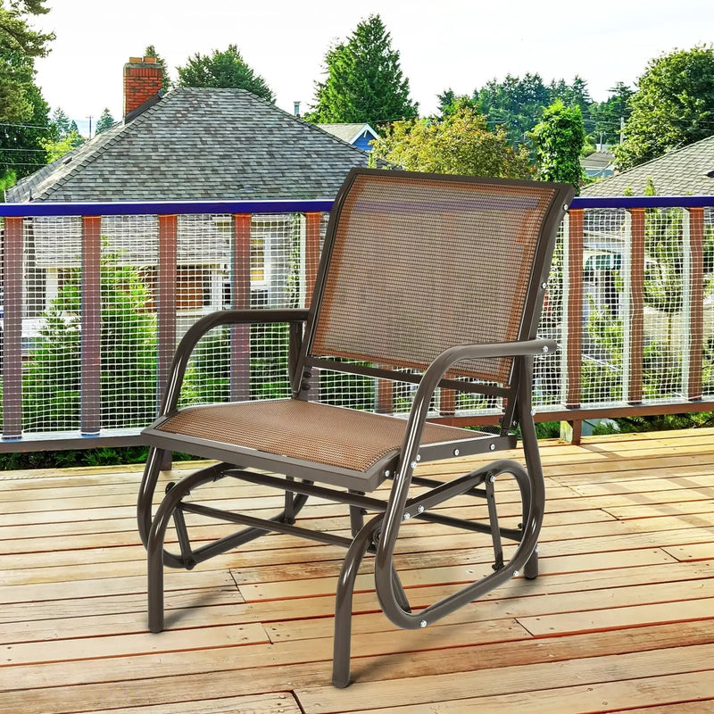 Outdoor Single Swing Glider Rocking Chair with Armrest by DirectDeals