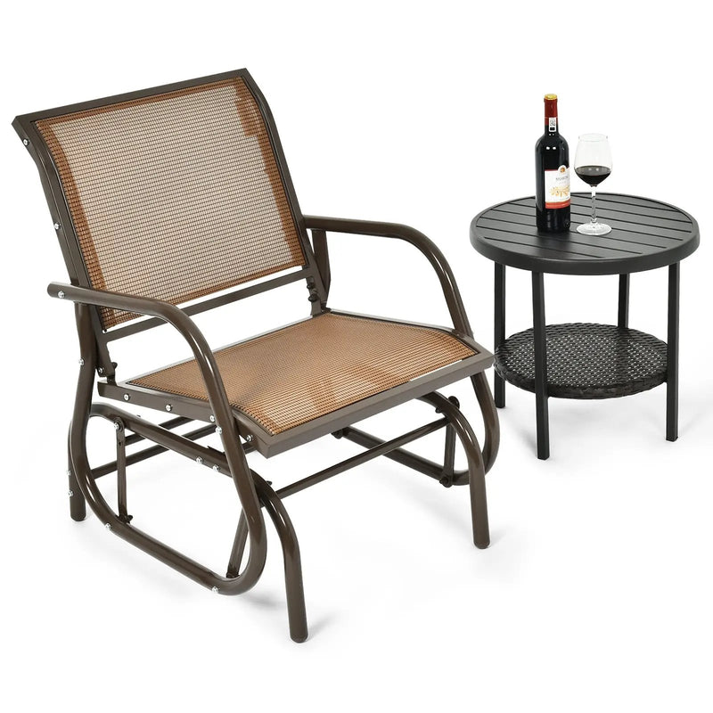 Outdoor Single Swing Glider Rocking Chair with Armrest by DirectDeals
