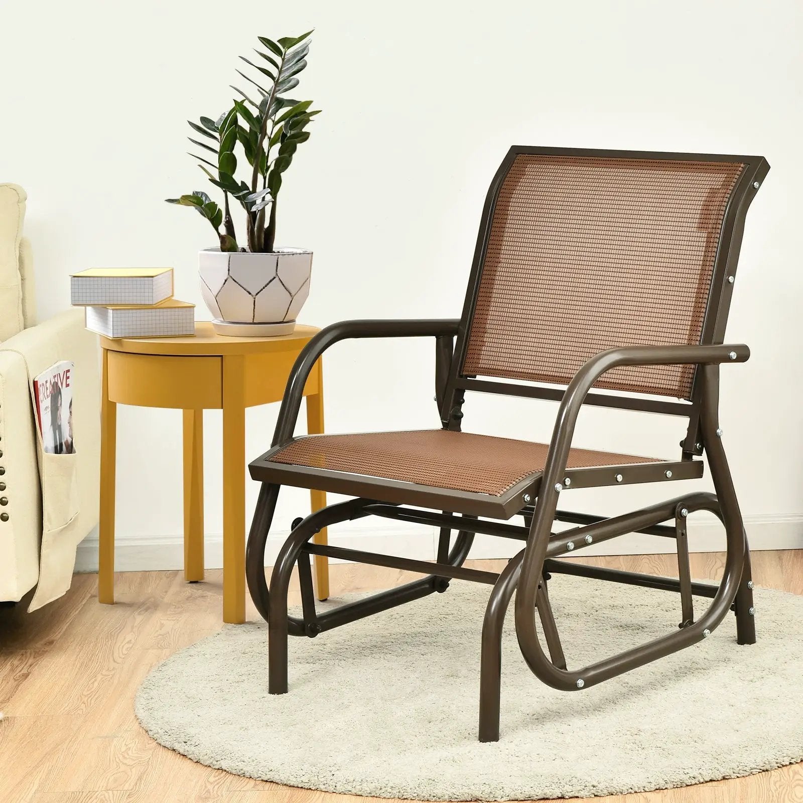 Outdoor Single Swing Glider Rocking Chair with Armrest by DirectDeals