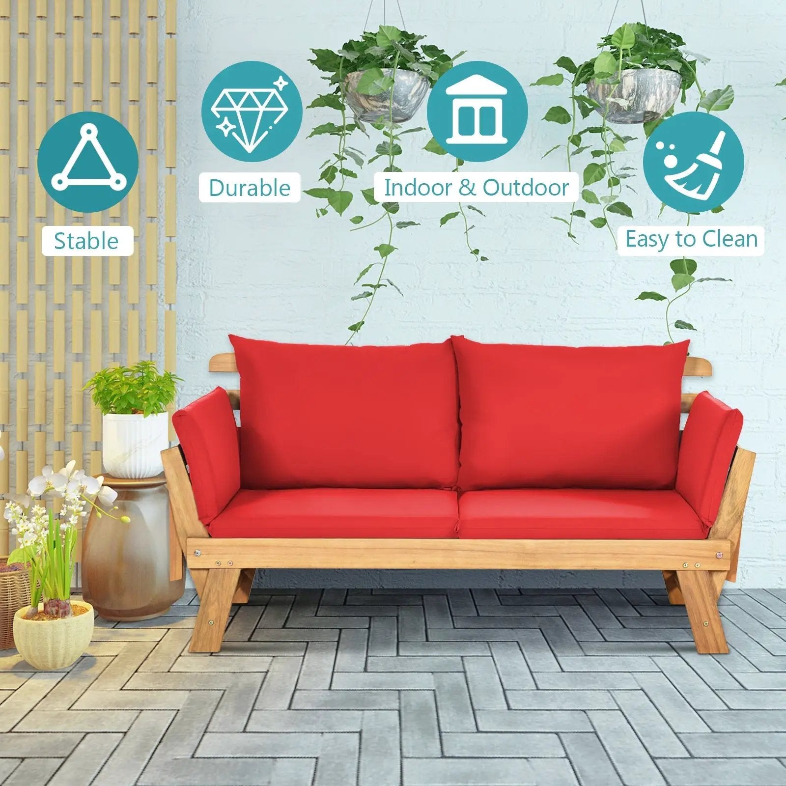 Adjustable Patio Convertible Sofa with Thick Cushion by DirectDeals