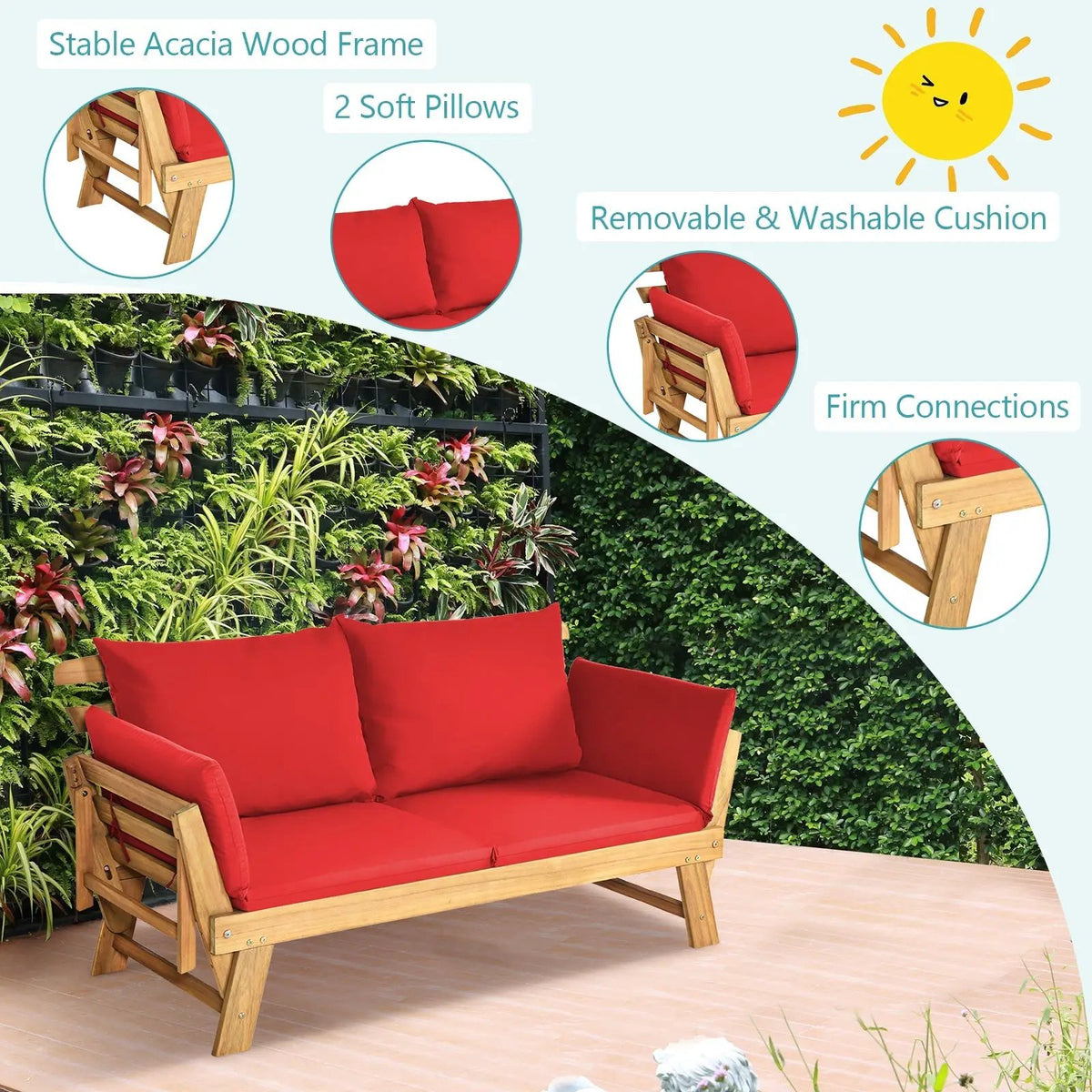 Adjustable Patio Convertible Sofa with Thick Cushion, photo 17 of 32