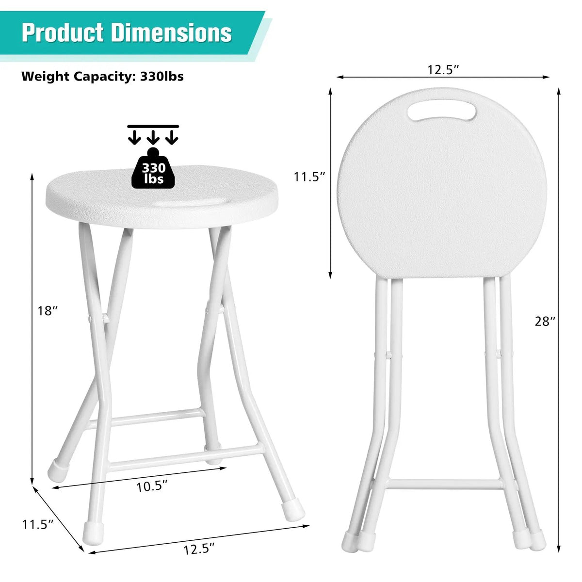 Set of 4 18 Inch Collapsible Round Stools with Handle, photo 9 of 16