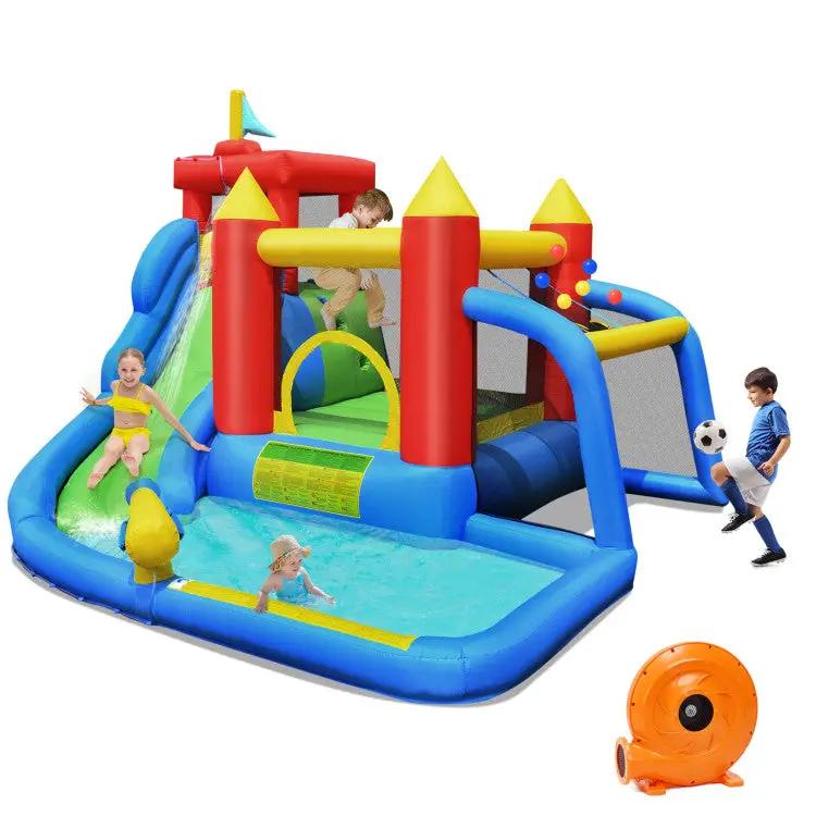 Inflatable Bounce House Splash Pool with Water Climb Slide Blower included by DirectDeals