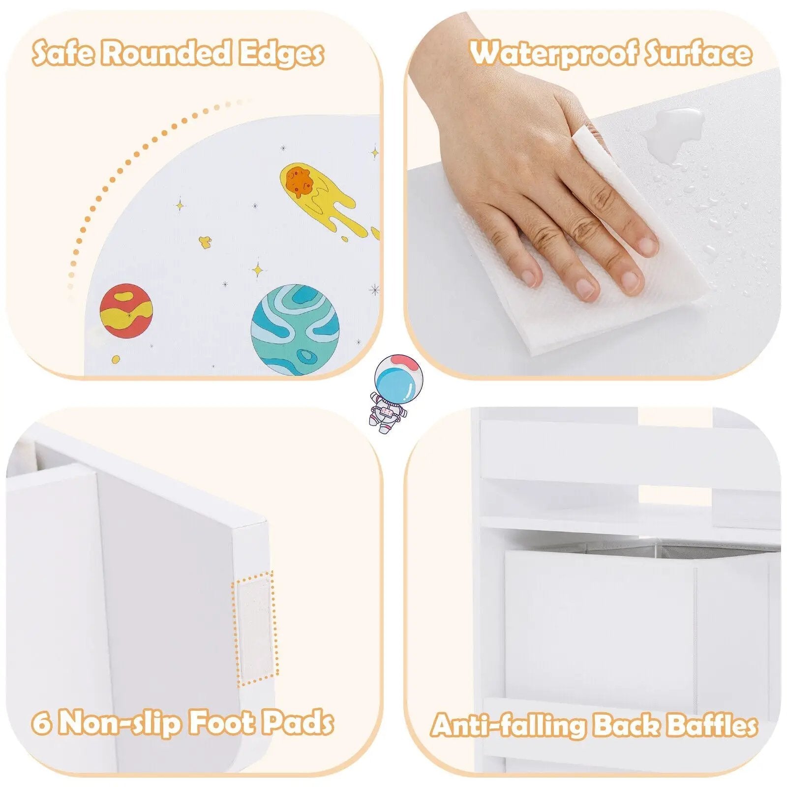 Kids Toy and Book Organizer Children Wooden Storage Cabinet with Storage Bins by DirectDeals