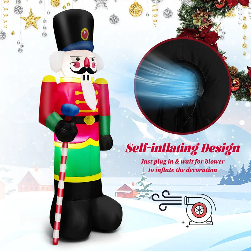 8 Feet Inflatable Nutcracker Soldier with 2 Built-in LED Lights by DirectDeals
