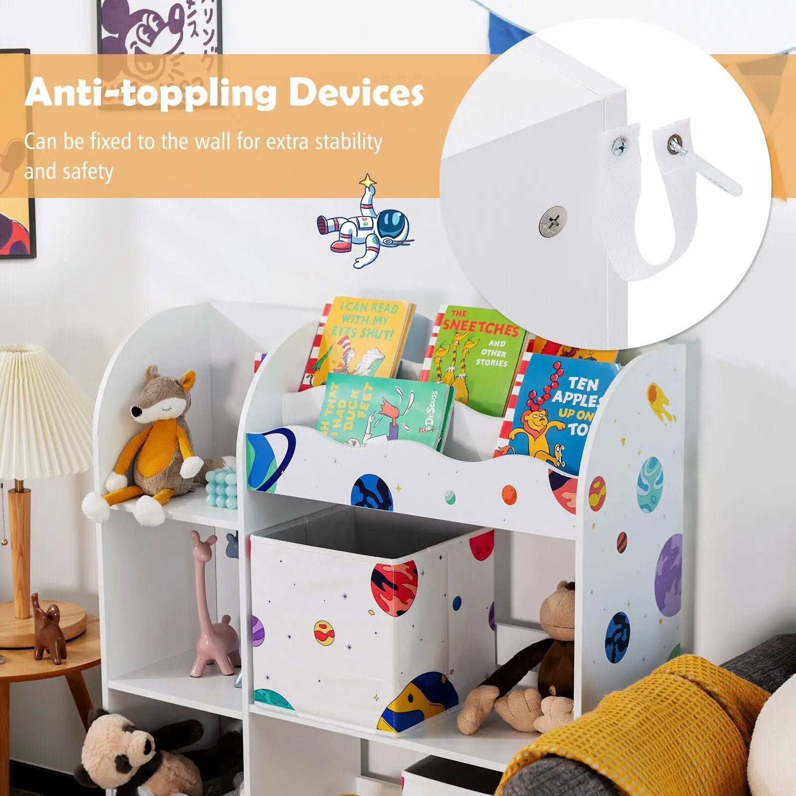 Kids Toy and Book Organizer Children Wooden Storage Cabinet with Storage Bins by DirectDeals