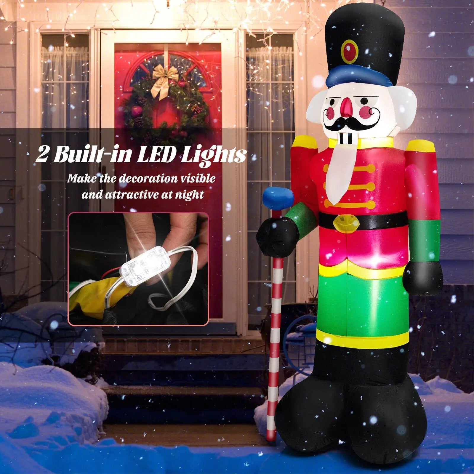 8 Feet Inflatable Nutcracker Soldier with 2 Built-in LED Lights by DirectDeals
