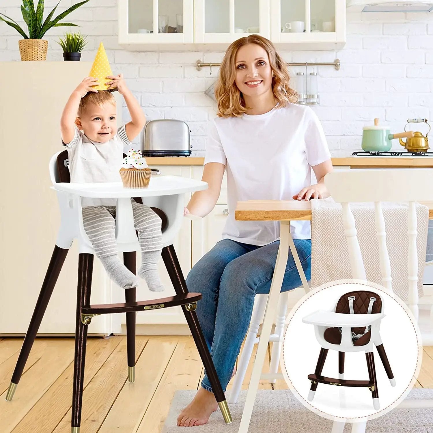 3-In-1 Adjustable Baby High Chair with Soft Seat Cushion for Toddlers by DirectDeals